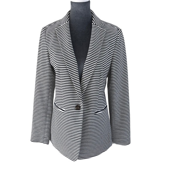 Ann Taylor Jackets & Blazers - Ann Taylor Professional Collegiate Crisp Polished Blazer Black White Stripe Sz 4